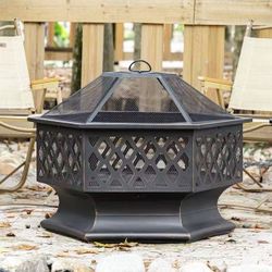 ❤️🔥 #R4 33“ Hexagonal Outdoor Wood Burning Fire Pit $ 90