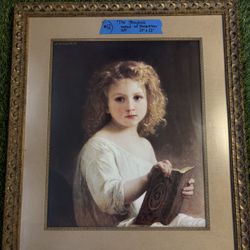 "The Story Book" By Bouguerau Framed Art Reproduction on Canvas