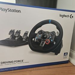 PS5 G29 racing wheel with pedals and shifter with Grand Turismo 7- USED complete in box.