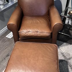 Leather Chairs With Ottoman (2 Chairs)
