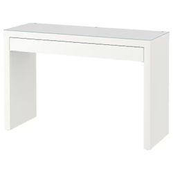 IKEA MALM DESK WITH GLASS TOP (BUILT AND NEW NEVER USED)
