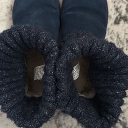 Ugg booties. Blue suede with wool cuffs
