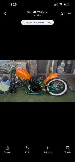 Custom Chopper Motorcycle Orange and Green