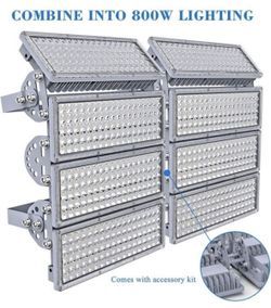 Open Box Kekeou 800W Stadium Lights Outdoor LED Flood Light 2 Pack 400W Field Lights Outdoor Adjustable Lighting Angle Sport Field Light 88000LM 6500K