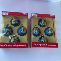 Vintage 2 Boxes GIORDANO 4-Count GLASS Christmas ORNAMENTS