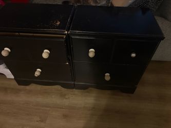 Black Wood Dresser with Decorative Knobs