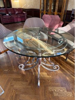 Vintage French style iron and glass round table