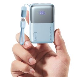 INIU Portable Charger, Ultra Mini 10000mAh 45W Fast Charging Power Bank Flight-Safe, USB-C Cable, Travel Essential, 45W Battery Phone Pack for iPhone 