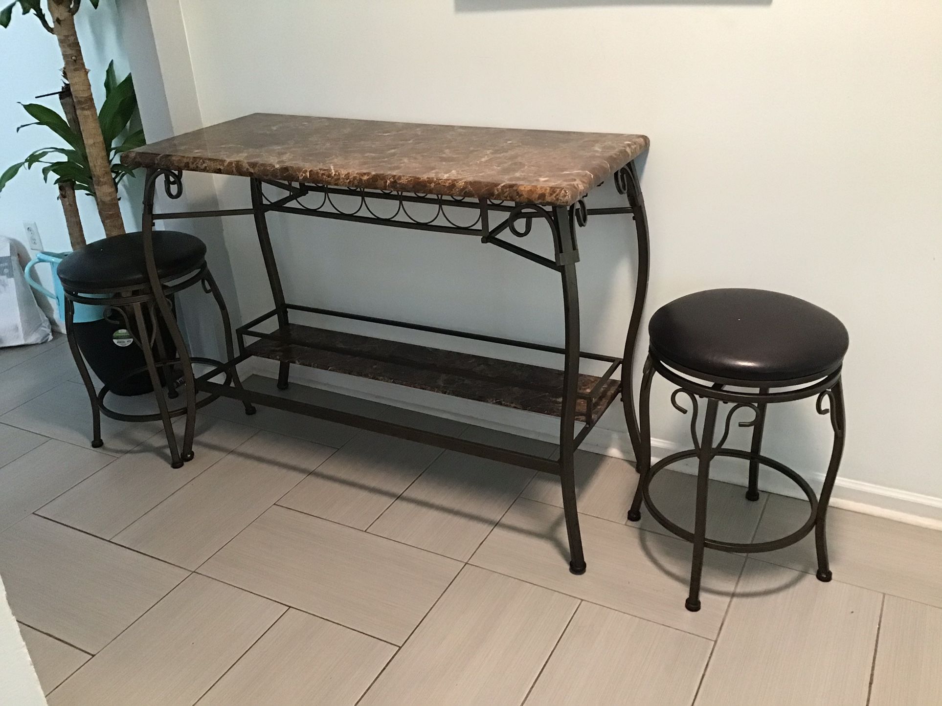 Cramco Marque Bronze Chocolate Pux Marble 3 Pc Pub Set