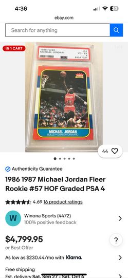Michael Jordan 1987 Fleer damaged