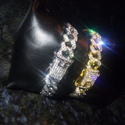  Bracelet set  Lab Diamond Executive CEO Rapper Import Stainless Steel