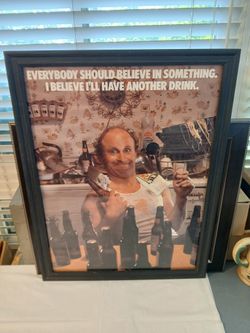 True Vintage: Framed Pub Sign/Poster - Man Cave Decor 20x26 (c. 1983)
