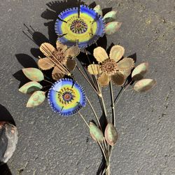 C Jere Enameled And Brass Flower Sculpture 