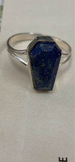 Lapis Lazuli Coffin Stone Silver Ring