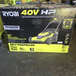 RYOBI 40V HP 21 in. Battery Walk Behind Self-Propelled Lawn Mower with 2-6Ah Batteries #144547