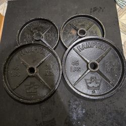 Used 35lb And 45lb Deep Dish Olympic Weight Plates 