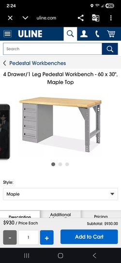 Drawer /1 leg pedestal workbench 60x30