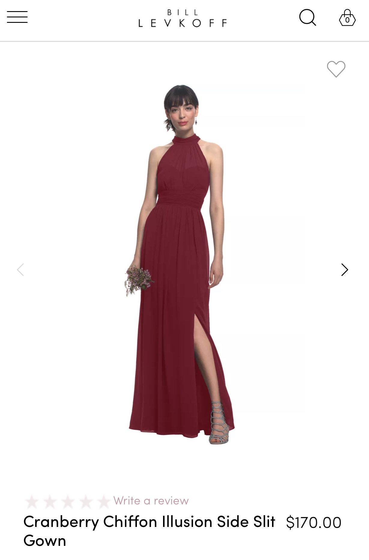 Chiffon Illusion Side Slit Bridesmaid Dress - Burgandy