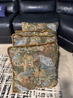 Safari Animal Tapestry Throw Pillows Set of 3