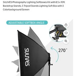 SULIVES Photography Lighting Softboxes Kit with 8.5 x 10ft