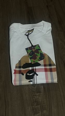 Bape White Burberry Tee (Size S)