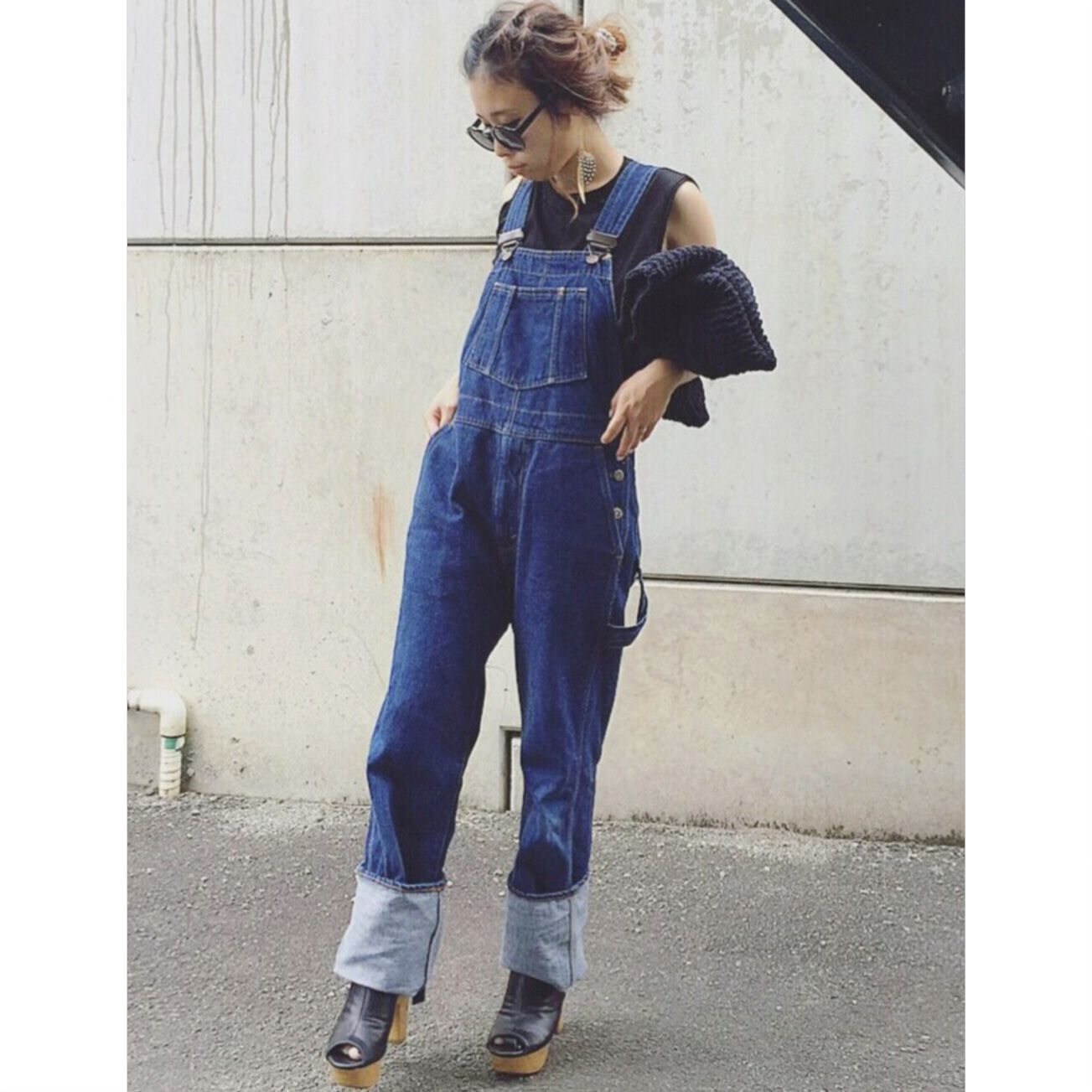 BOBSON Vintage Denim Bib Utility Retro Work Dungarees Straight Leg Jean Overalls