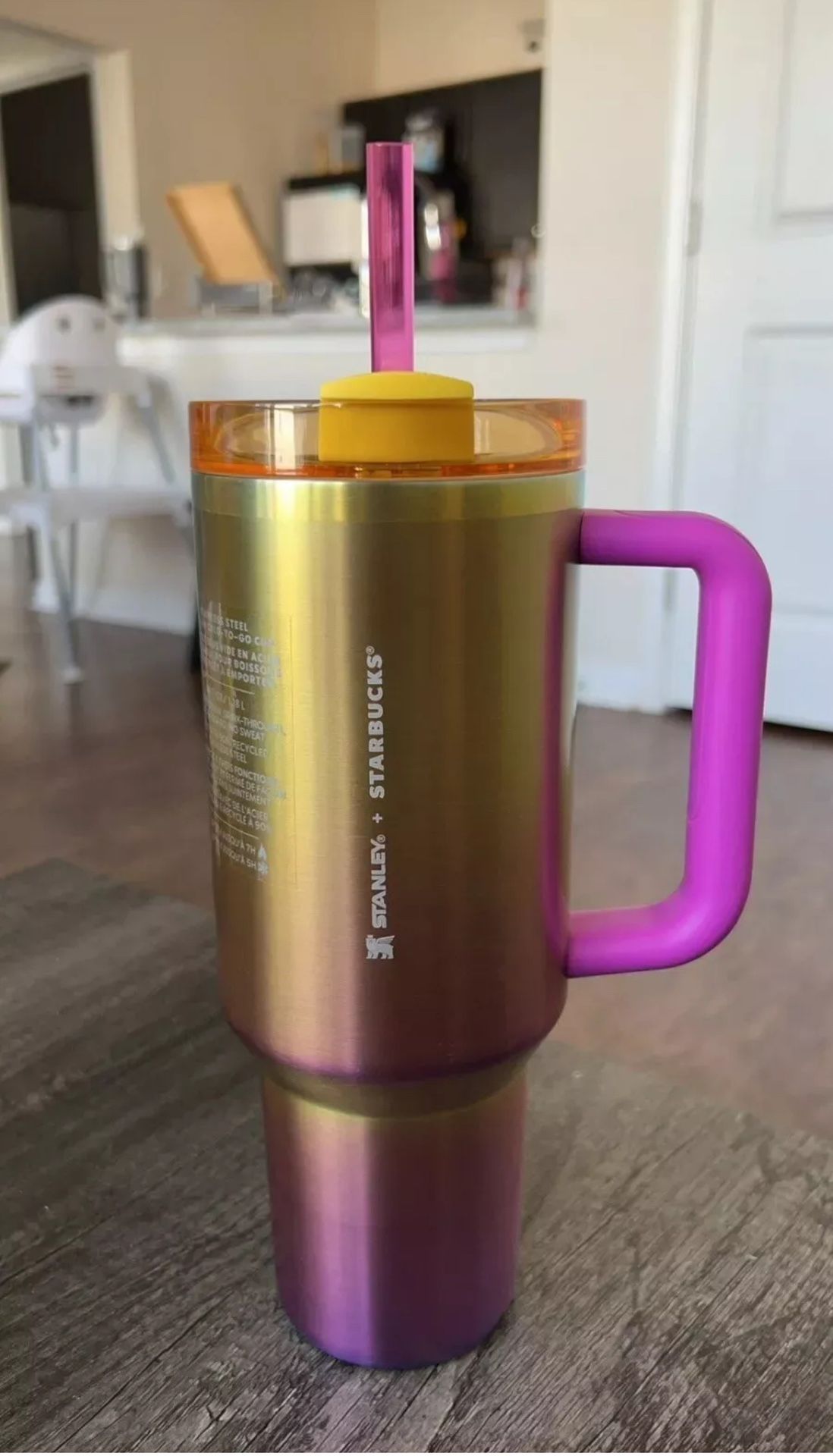 Stanley Starbucks Summer Sunset Tumbler 40 Oz Purple Yellow Gold Gradient NWT