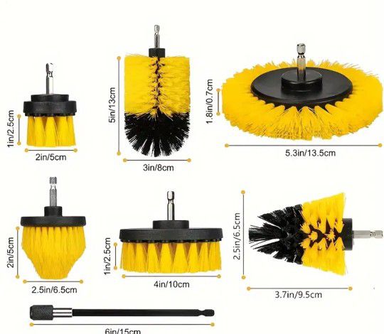 NEW 7pcs/set, Drill Brush Attachment Set, Power Scrubber Wash Cleaning Brushes