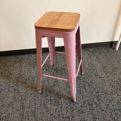 PINK WOOD TOP STOOL