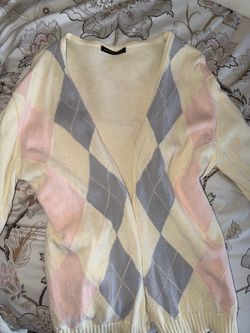 rare Brandy Melville argyle cardigan pinterest one!! the cream / ivory with