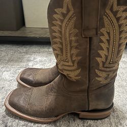 Brown Leather Cowboy Boots Square Toe Western Stitch JBR 3208