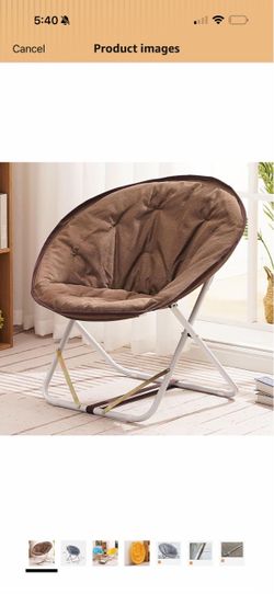 Product summary presents key product information    Brand: NaKeah Folding Chair, Saucer Chair with Metal Frame, Comfy Moon Chairs for Bedroom, Living 