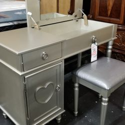 Antique silver vanity Table  with stool