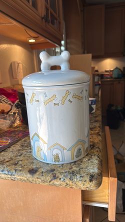 Ceramic Dog Treat Jar with Lid