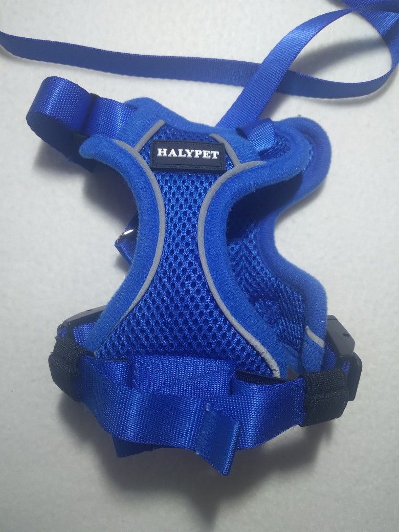 Halypet Dog Harness Size XS With Leash Cat Or Dog Blue Mesh - New
