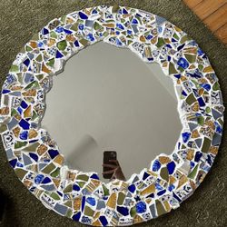 One-of-a-Kind Handmade Mosaic Mirror 28”