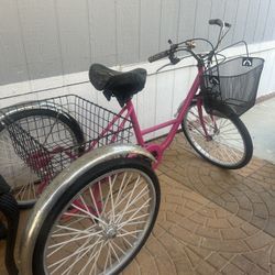 Adult 3-Wheel Tricycle Bike with Front & Rear Baskets 