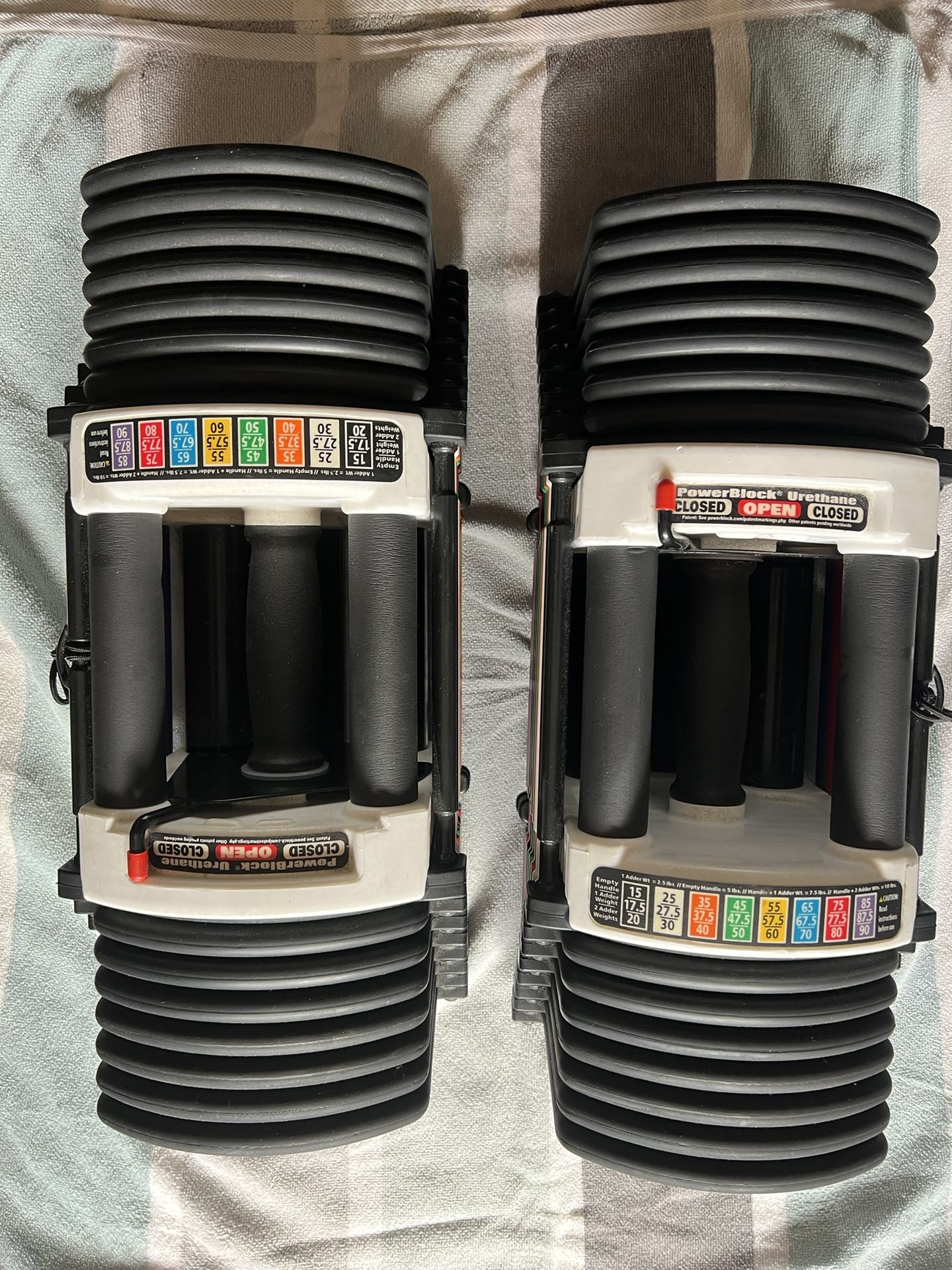 Powerblock U90 Urethane Dumbbells, Bench, Straight And Curl Bar