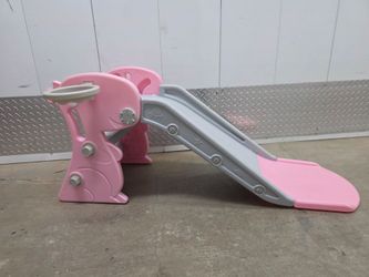 Pink 3-in-1 Toddler Climber Slide & Basketball Hoop Playset