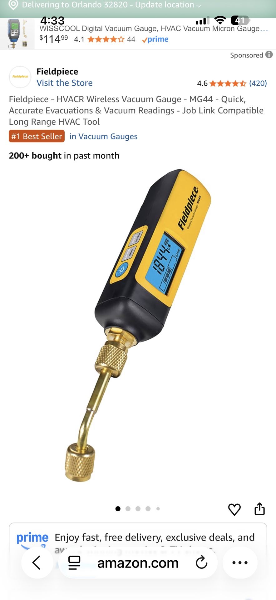 Field piece vacuum gauge