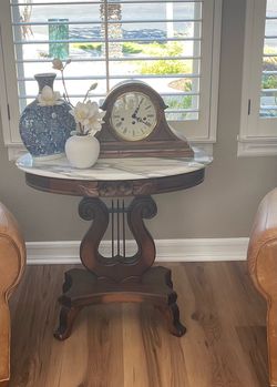 Antique Italian marble top harp table
