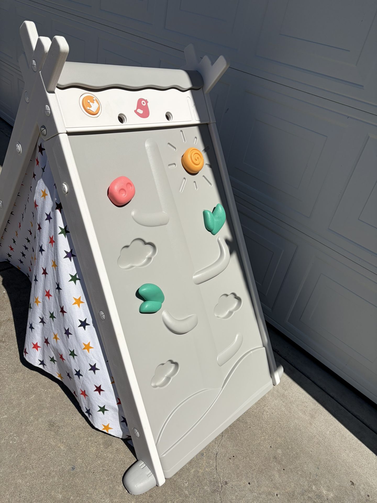 Kids Play Tent Foldable Playhouse Teepee Tent Climbing Wall Game Table White Board Great for Daycare and Home Play Room