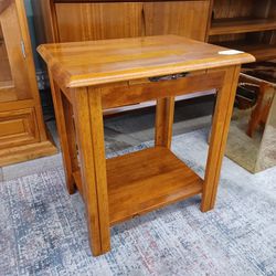 Rectangular Wood Side Table w/Pull Out