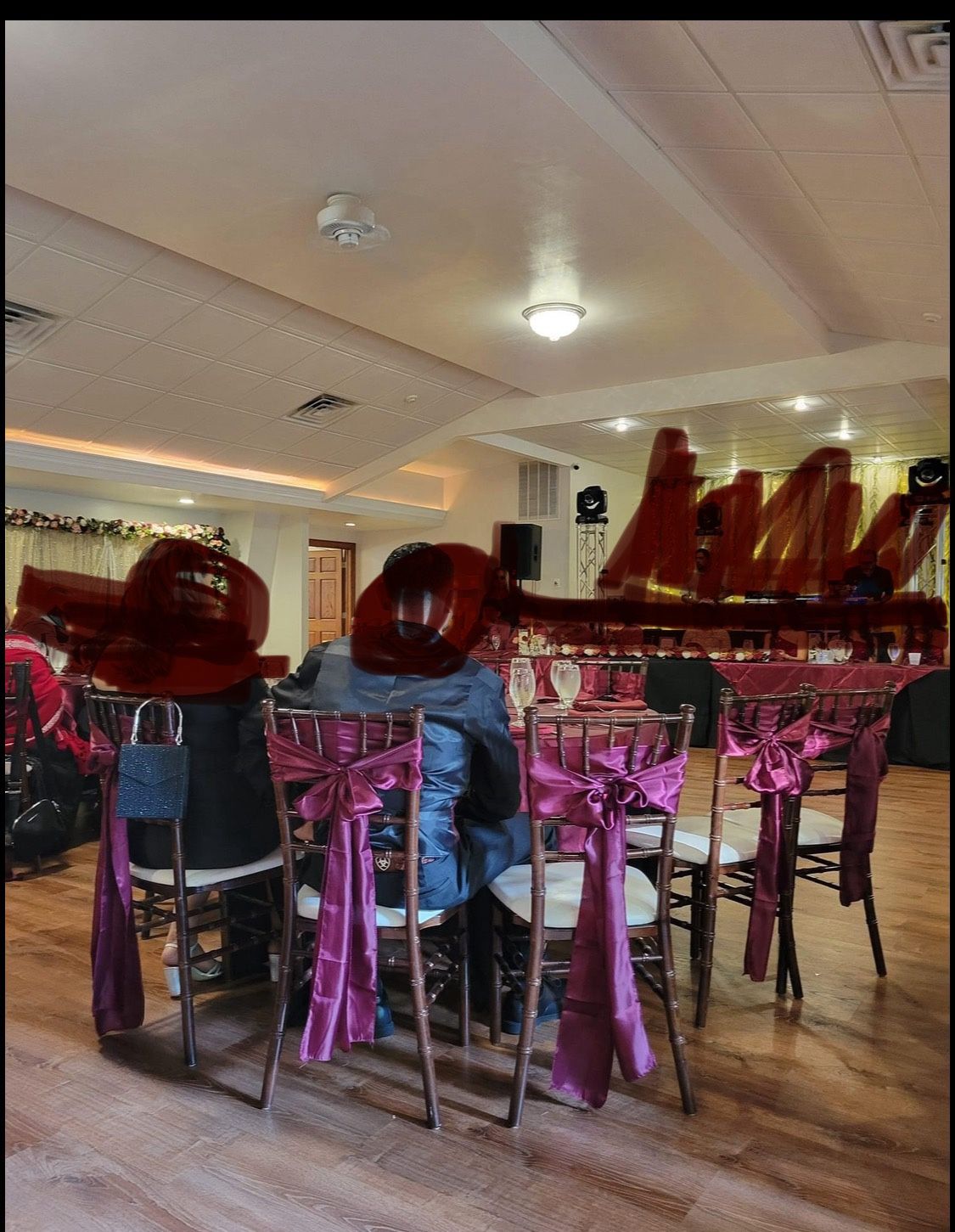 Silk Burgundy Table Clothes / Burgundy Chair Sashes