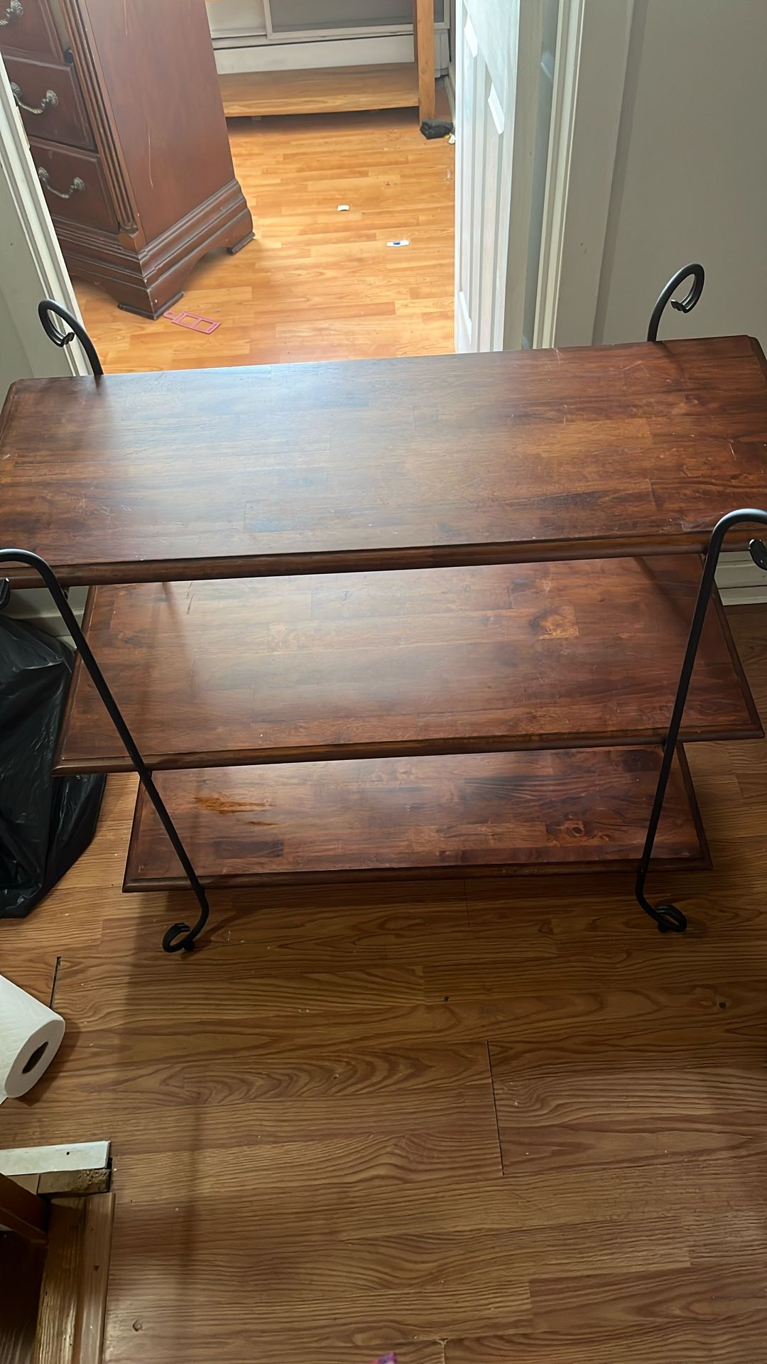Wooden And Metal Shelve Dresser