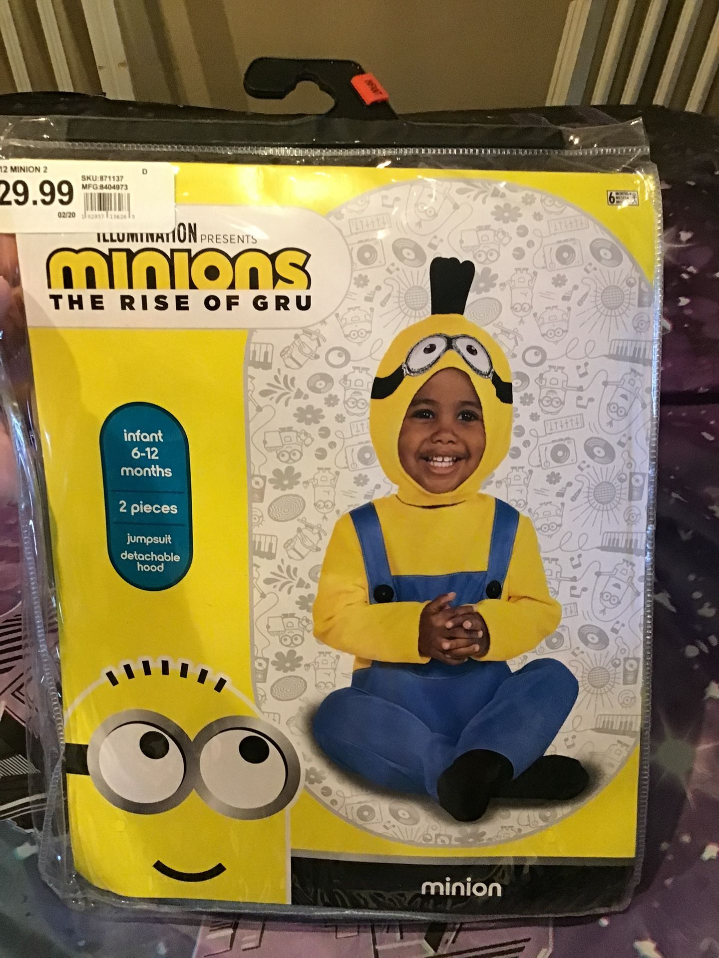 Universal Studios Minions Infant Costume Size 6-12 Months -NEW
