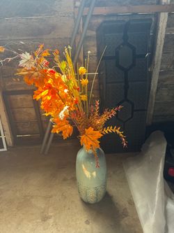Ceramic Vase with Faux Fall Florals