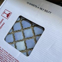 Hudson Tangier Frost Blue 12 in. x 12 in. Porcelain Mosaic Tile