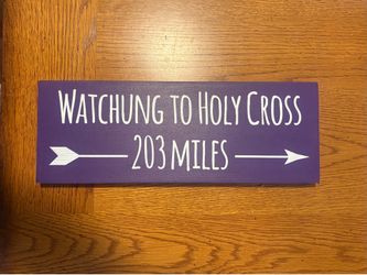 Taylor Bean Holy Cross wooden sign