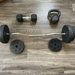 Set of Weights – Bar, Kettlebell, Dumbbell & Plates